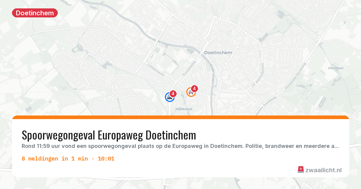 Kaart van de activiteitspiek bij Doetinchem