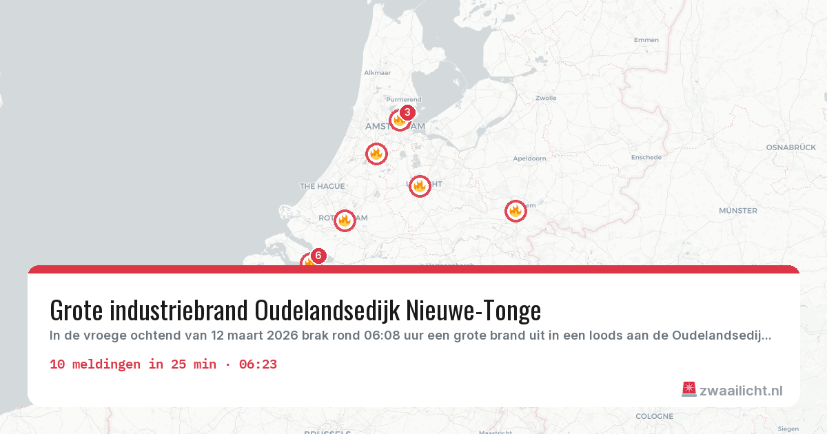 Kaart van de activiteitspiek bij Brandweer