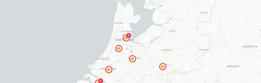 Kaart van Grote industriebrand Oudelandsedijk Nieuwe-Tonge