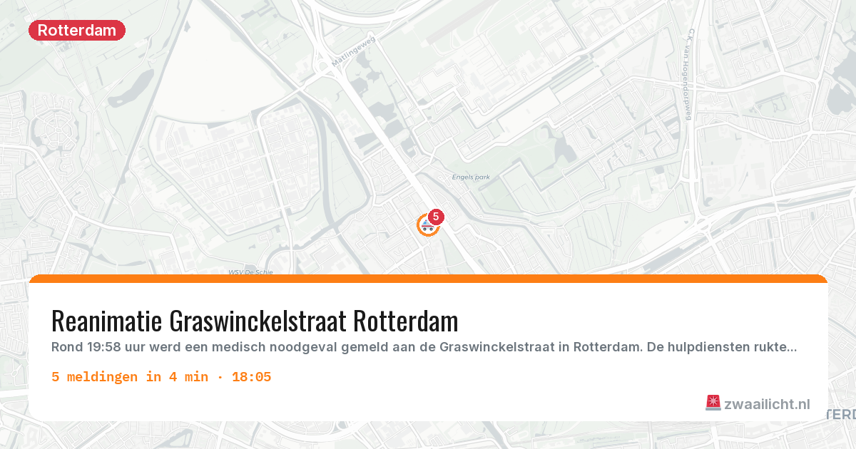 Kaart van de activiteitspiek bij Rotterdam