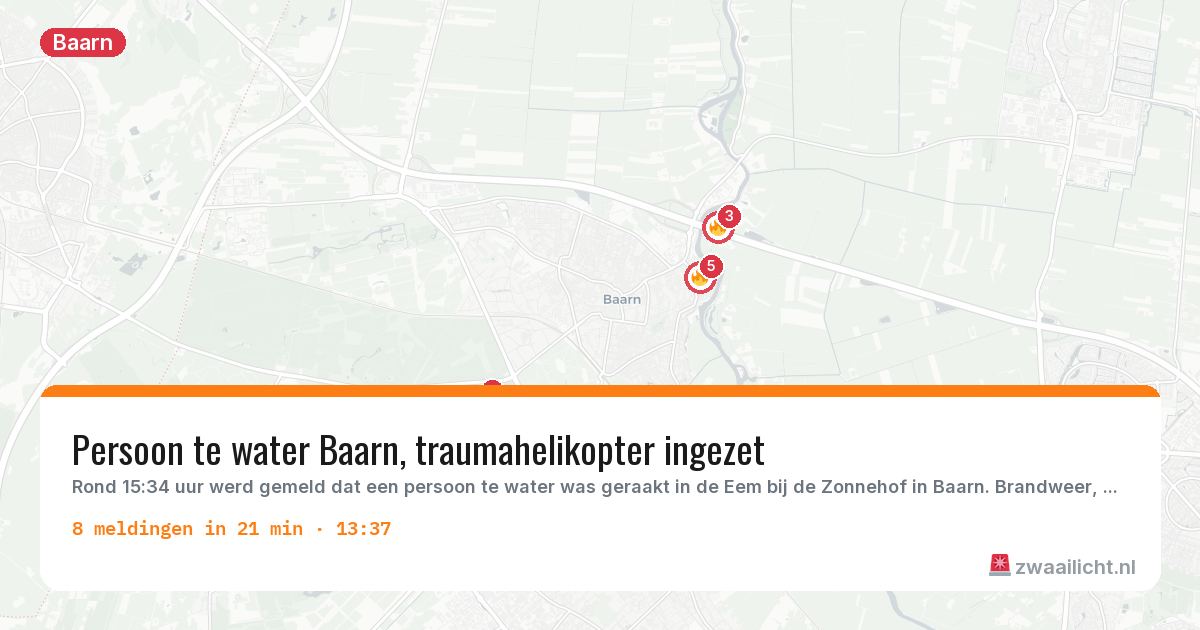 Kaart van de activiteitspiek bij Baarn