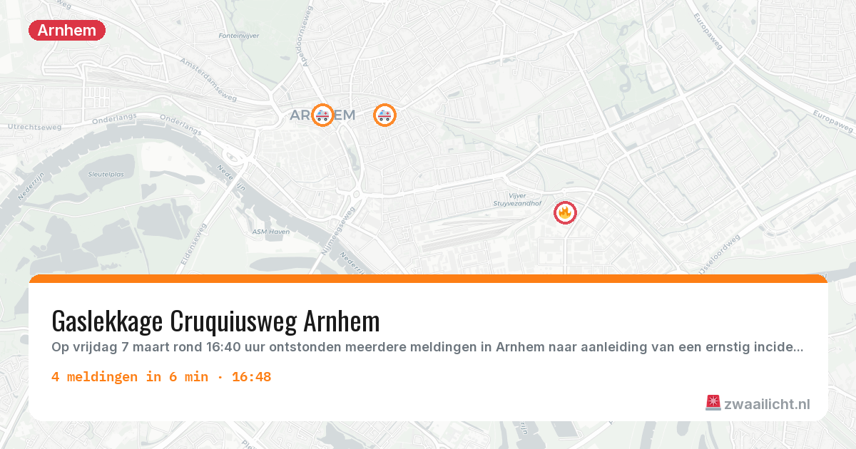 Kaart van de activiteitspiek bij Arnhem