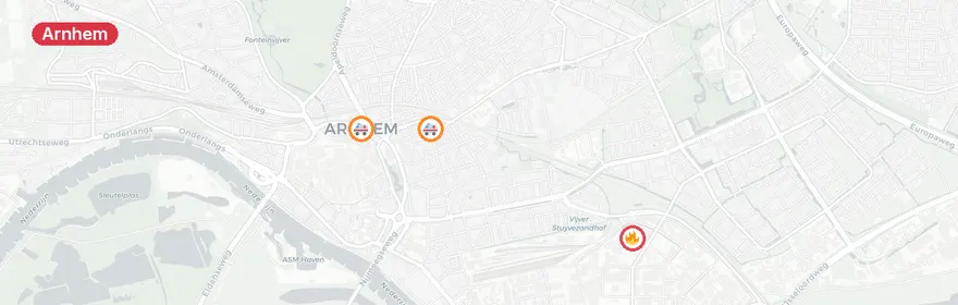Kaart van Gaslekkage Cruquiusweg Arnhem