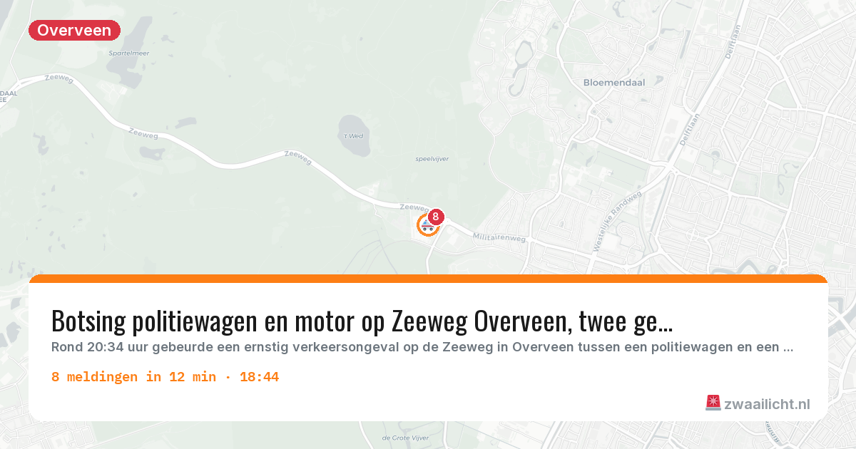 Kaart van de activiteitspiek bij Overveen