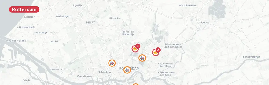 Kaart van Zolderbrand Orionstraat Rotterdam met gewonden