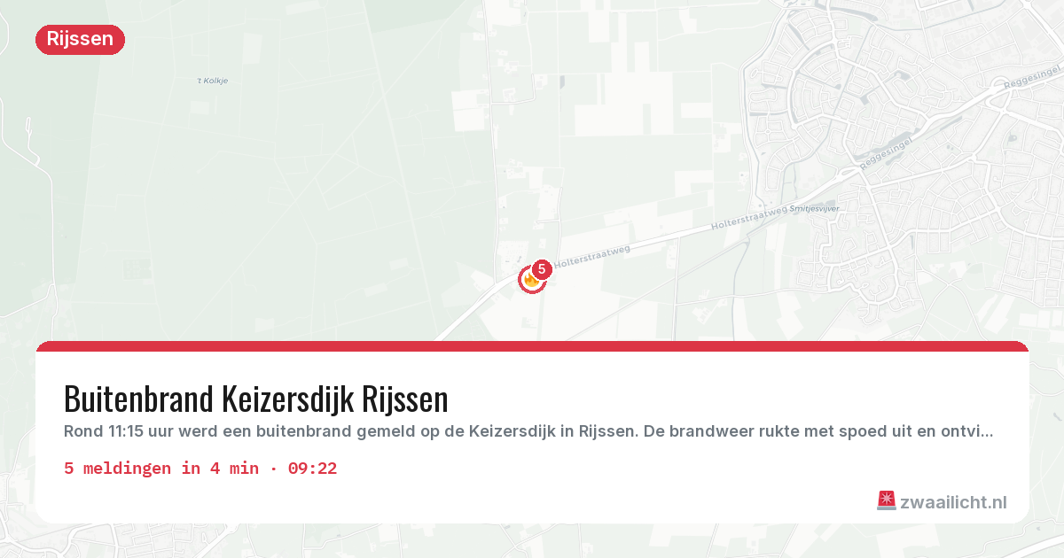 Kaart van de activiteitspiek bij Rijssen