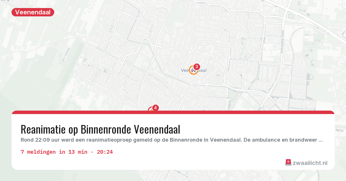 Kaart van de activiteitspiek bij Veenendaal