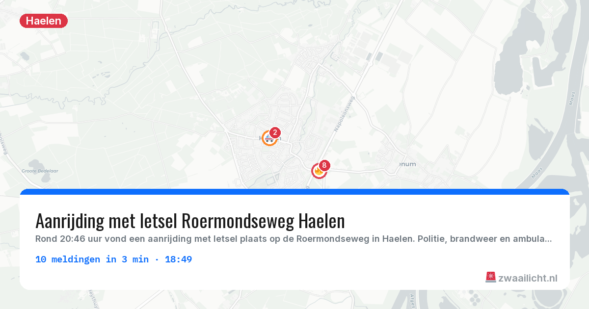 Kaart van de activiteitspiek bij Haelen