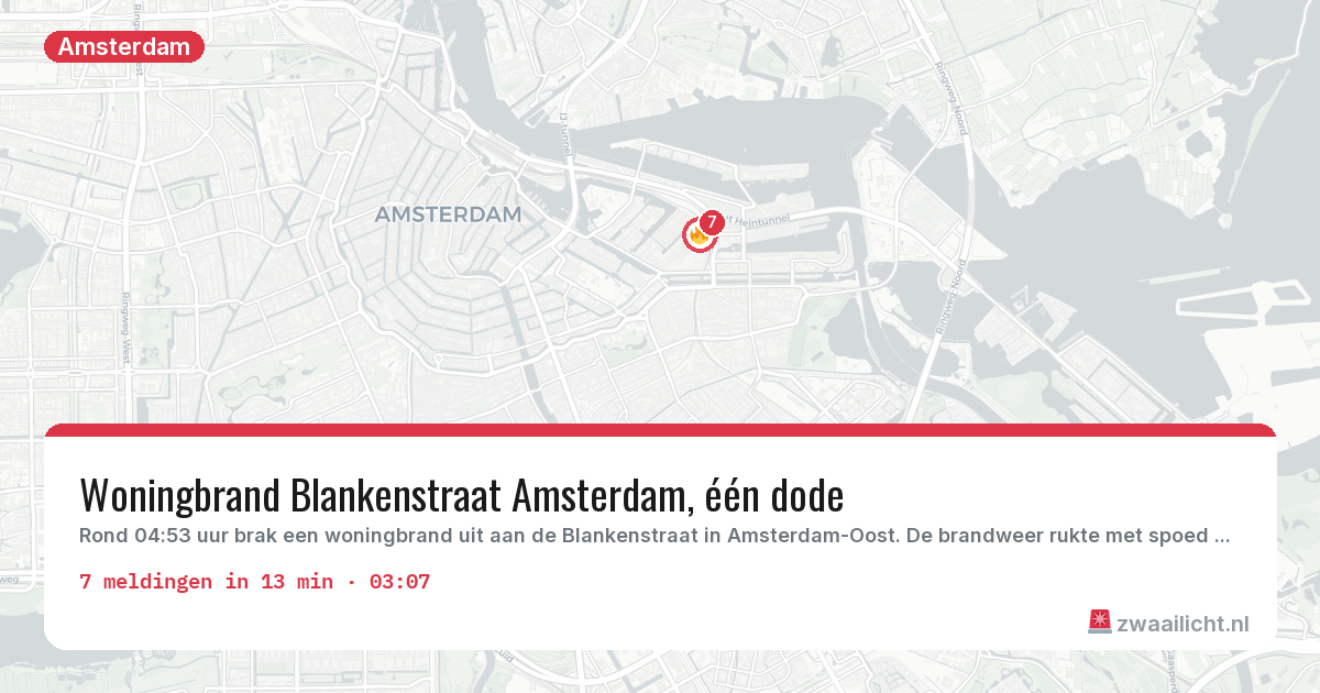 Kaart van de activiteitspiek bij Amsterdam