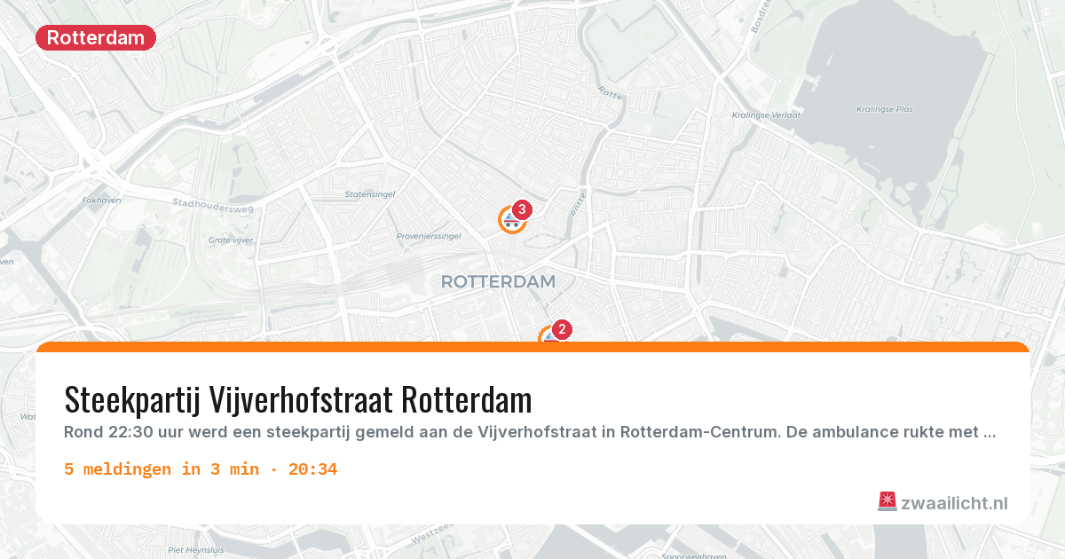 Kaart van de activiteitspiek bij Rotterdam