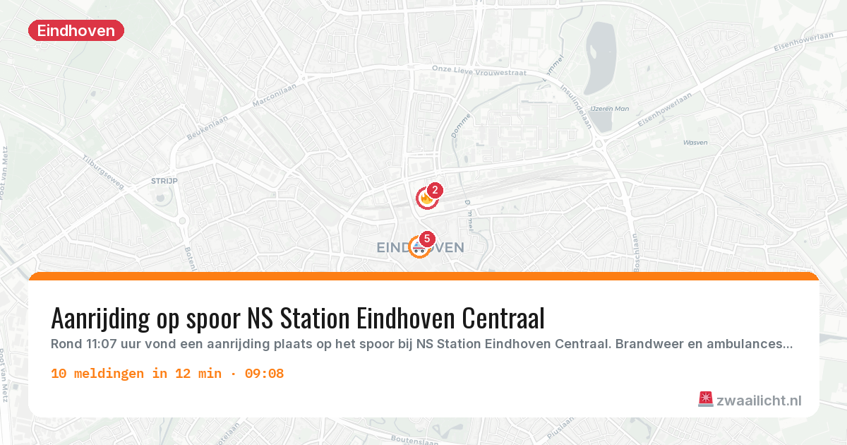 Kaart van de activiteitspiek bij Eindhoven