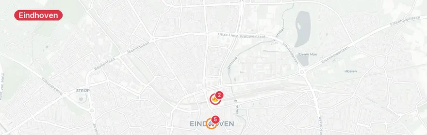 Kaart van Aanrijding op spoor NS Station Eindhoven Centraal