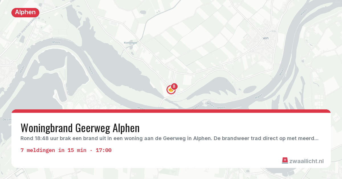 Kaart van de activiteitspiek bij Alphen