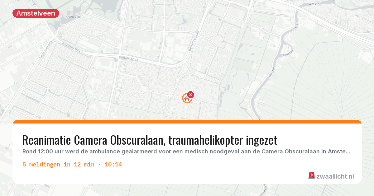 Kaart van de activiteitspiek bij Amstelveen