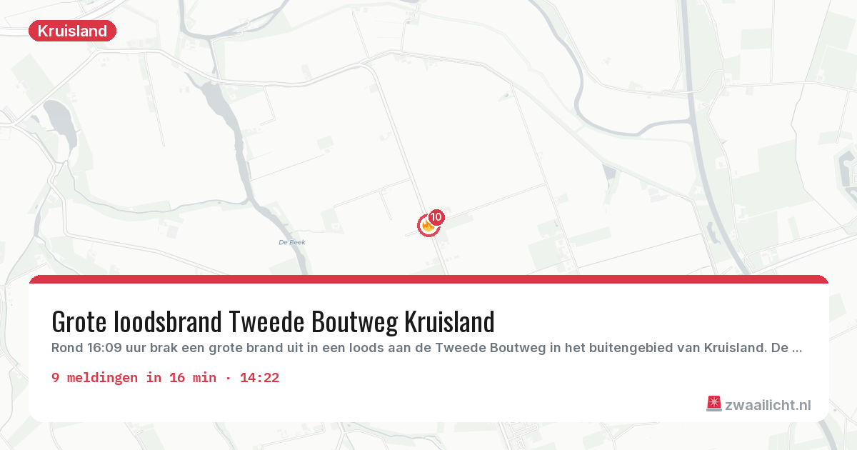 Kaart van de activiteitspiek bij Kruisland