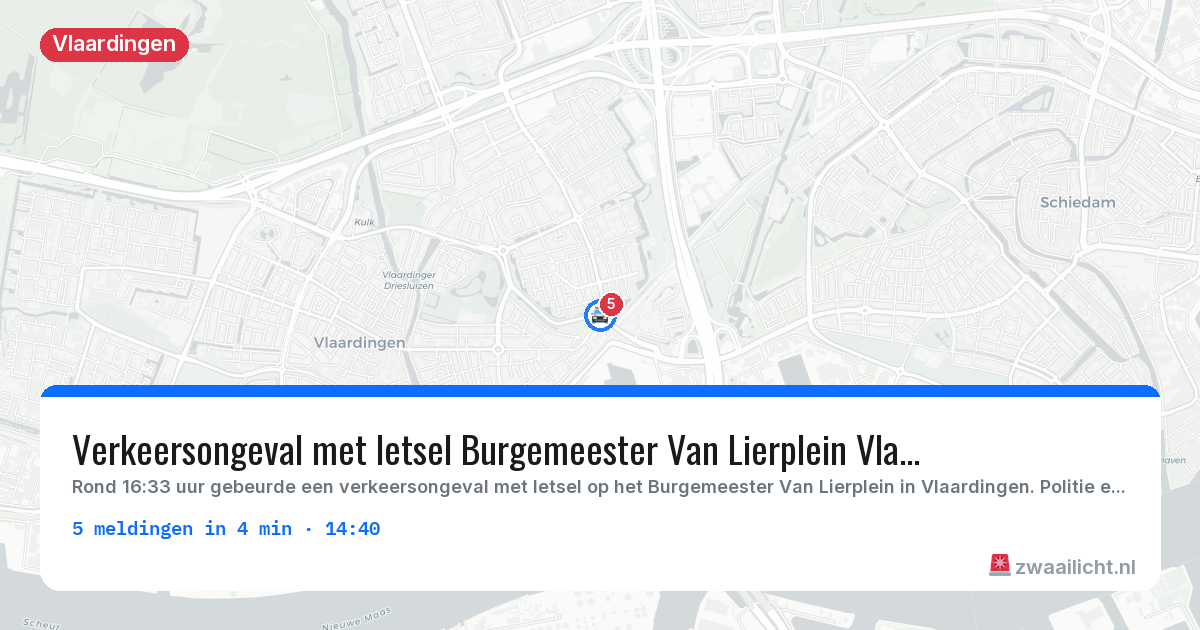 Kaart van de activiteitspiek bij Vlaardingen