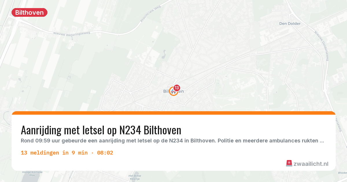 Kaart van de activiteitspiek bij Bilthoven