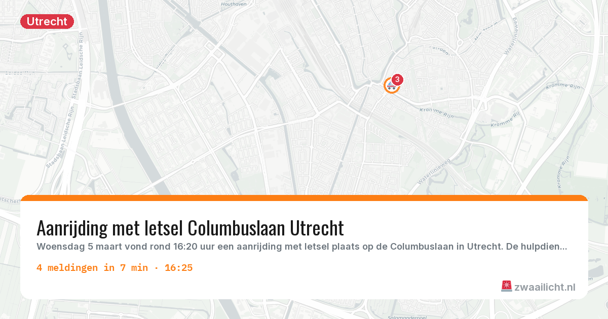 Kaart van de activiteitspiek bij Utrecht