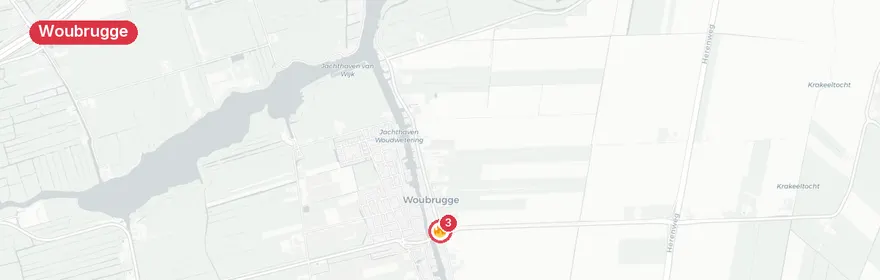 Kaart van Woningbrand Boddens Hosangweg Woubrugge