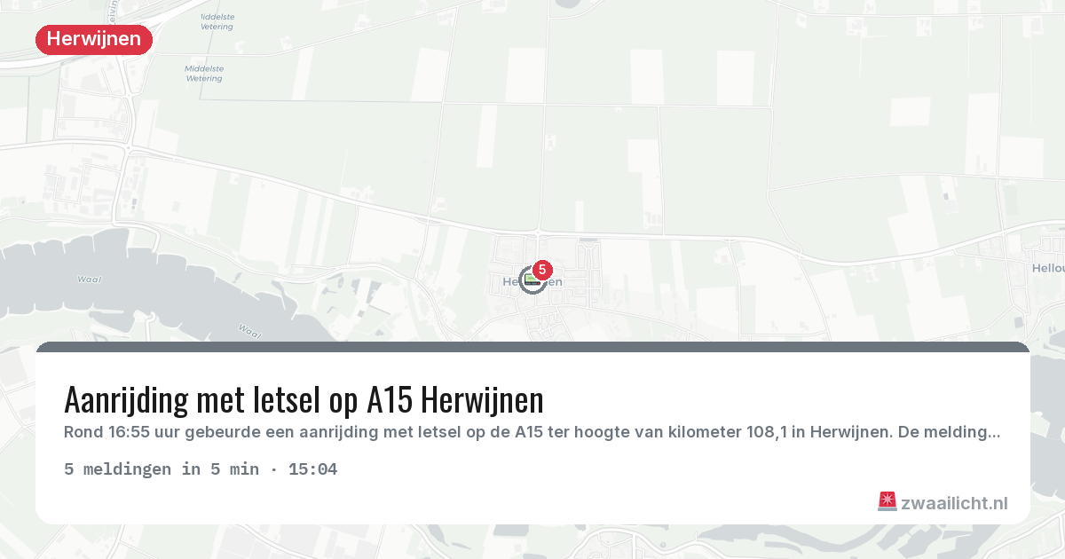 Kaart van de activiteitspiek bij Herwijnen