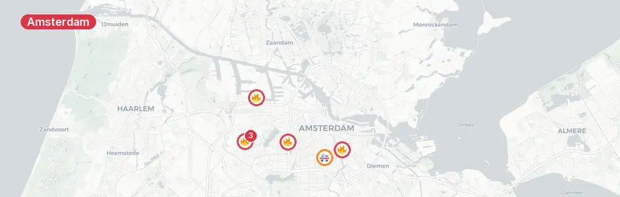 Kaart van Reanimatie Jan Rebelstraat, meerdere andere incidenten Am...