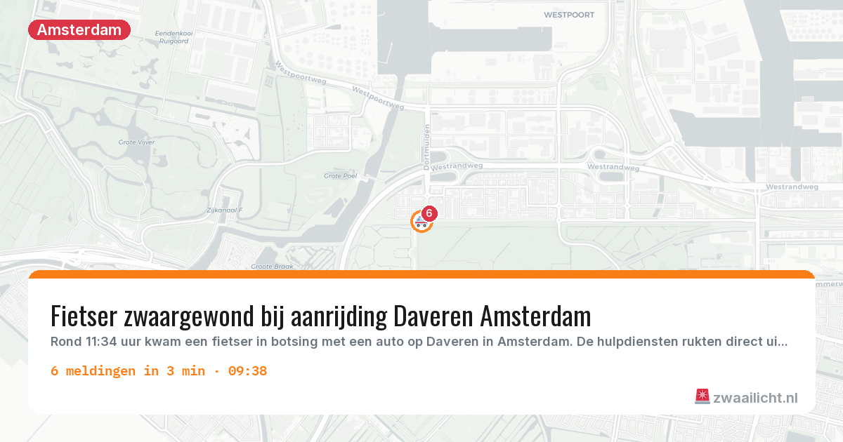 Kaart van de activiteitspiek bij Amsterdam