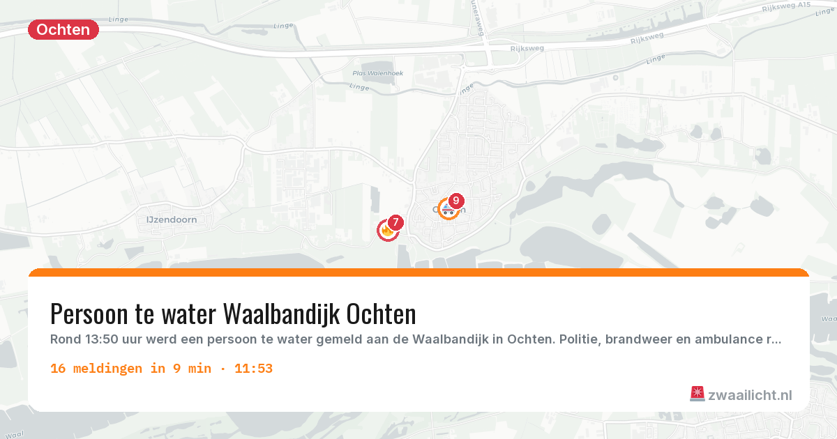 Kaart van de activiteitspiek bij Ochten