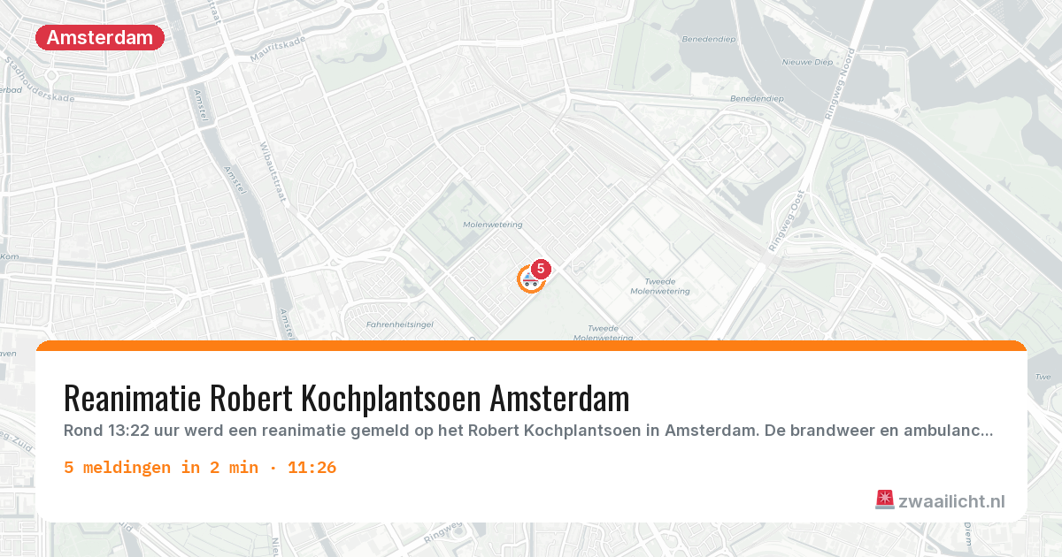 Kaart van de activiteitspiek bij Amsterdam