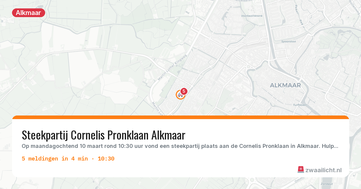Kaart van de activiteitspiek bij Alkmaar