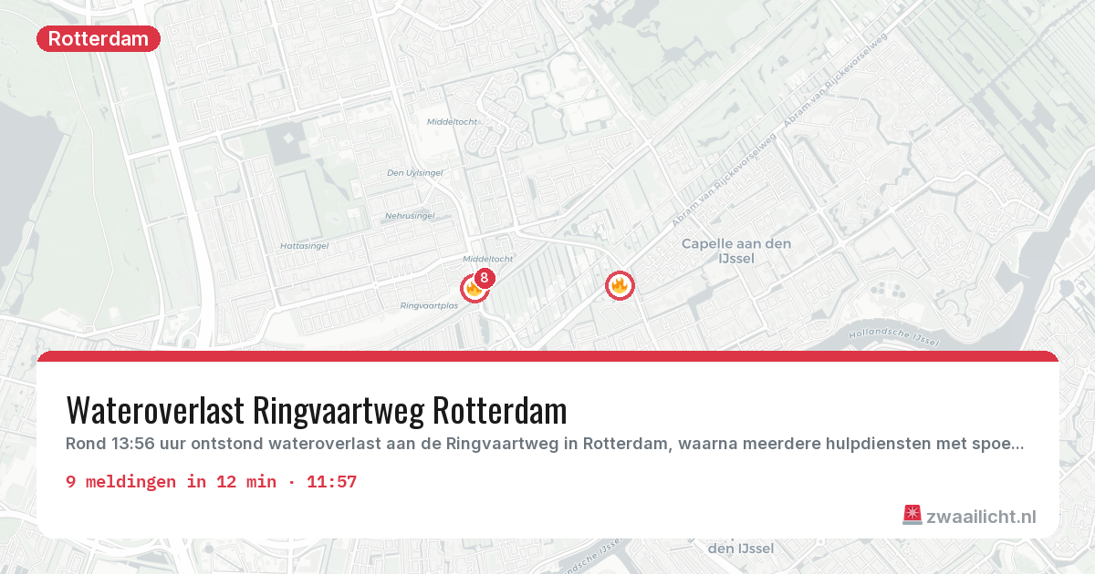 Kaart van de activiteitspiek bij Rotterdam