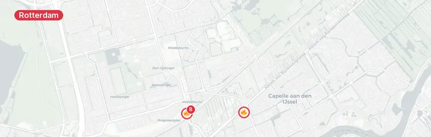 Kaart van Wateroverlast Ringvaartweg Rotterdam