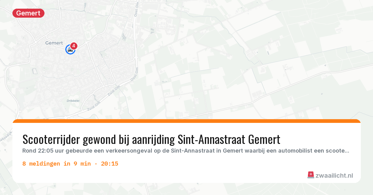 Kaart van de activiteitspiek bij Gemert