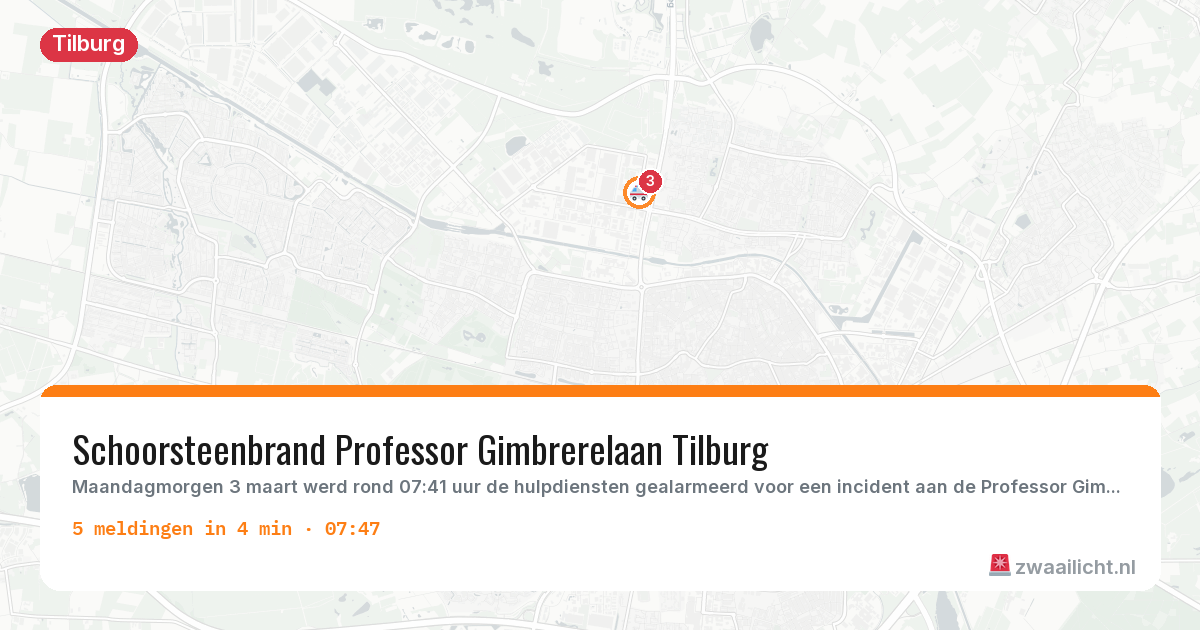 Kaart van de activiteitspiek bij Tilburg