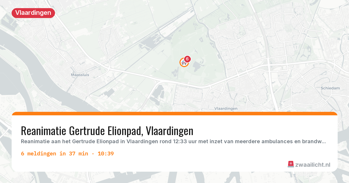 Kaart van de activiteitspiek bij Vlaardingen