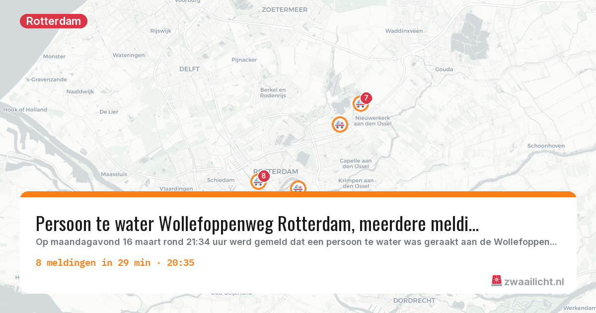 Kaart van de activiteitspiek bij Rotterdam