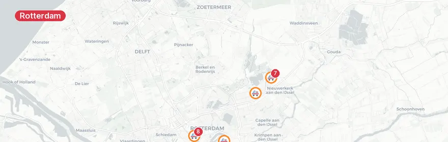 Kaart van Persoon te water Wollefoppenweg Rotterdam, meerdere meldi...