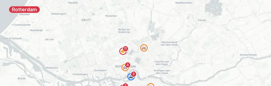 Kaart van Meerdere branden in Rotterdam binnen korte tijd