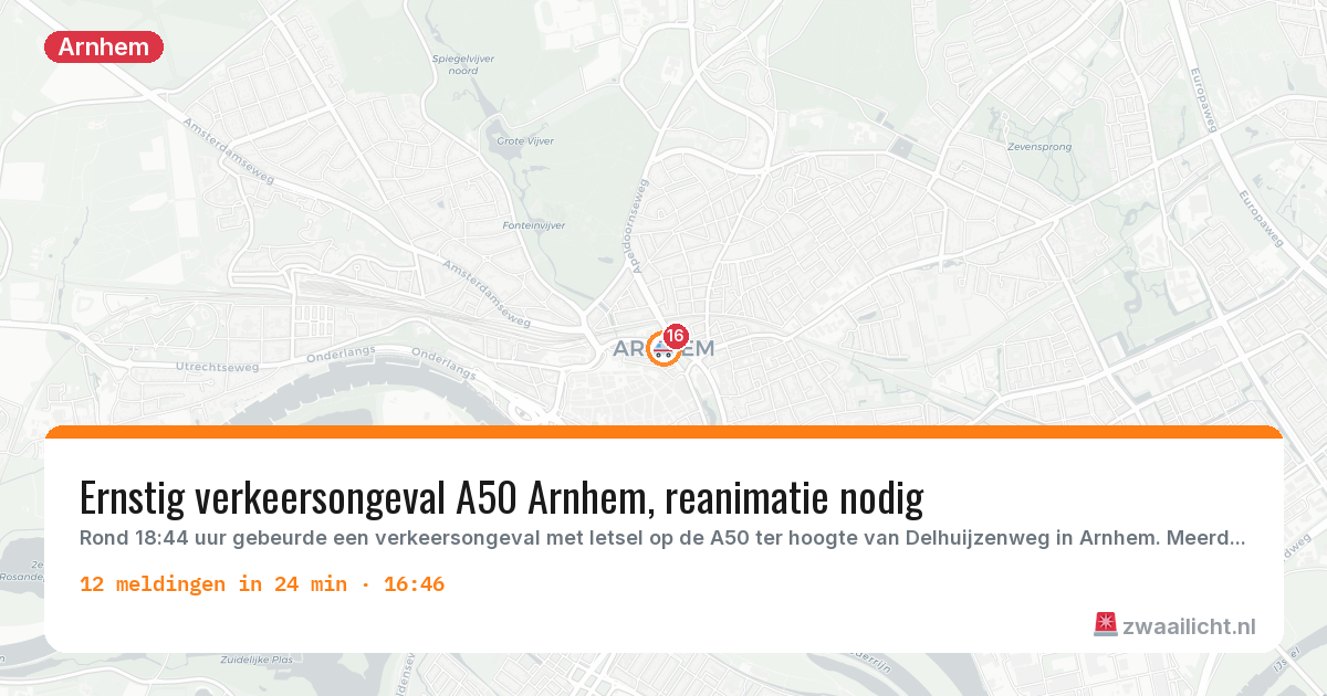 Kaart van de activiteitspiek bij Arnhem