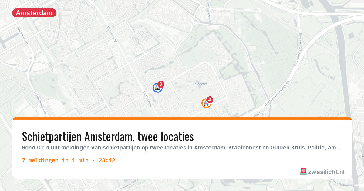 Kaart van de activiteitspiek bij Amsterdam