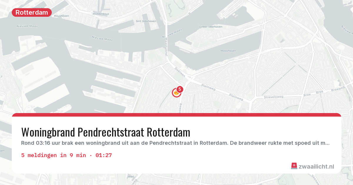 Kaart van de activiteitspiek bij Rotterdam