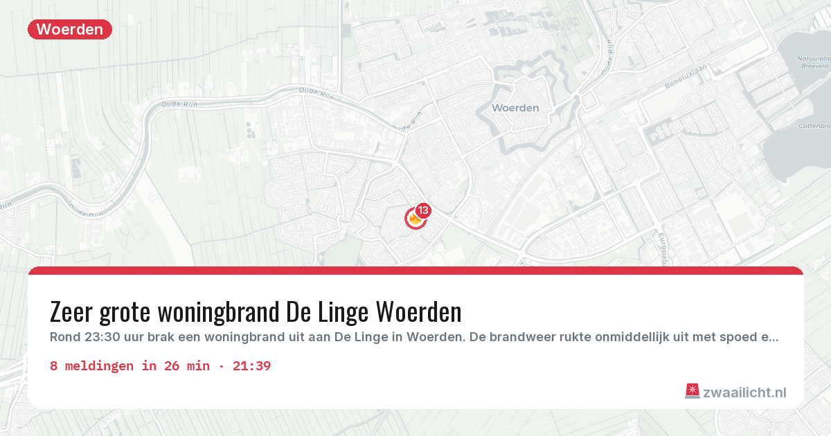 Kaart van de activiteitspiek bij Woerden