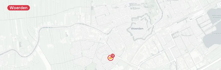 Kaart van Zeer grote woningbrand De Linge Woerden