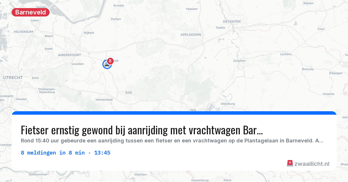 Kaart van de activiteitspiek bij Barneveld