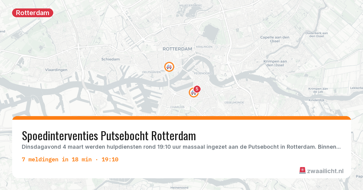 Kaart van de activiteitspiek bij Rotterdam