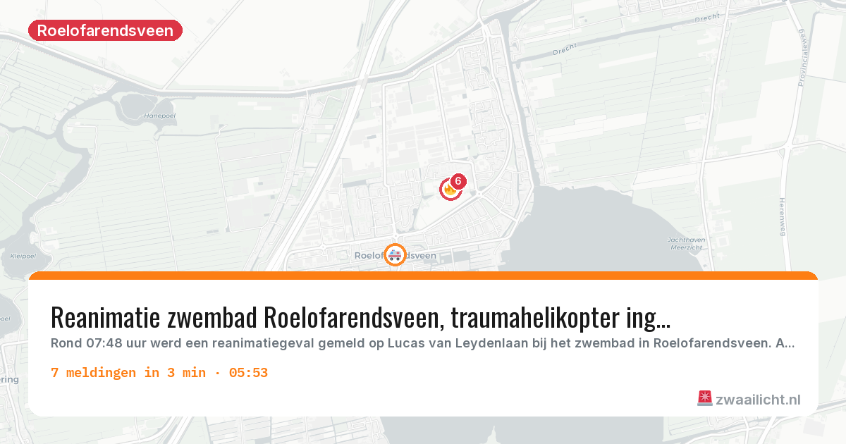 Kaart van de activiteitspiek bij Roelofarendsveen