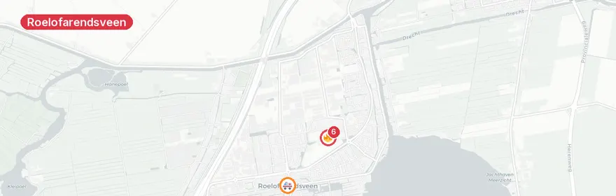 Kaart van Reanimatie zwembad Roelofarendsveen, traumahelikopter ing...