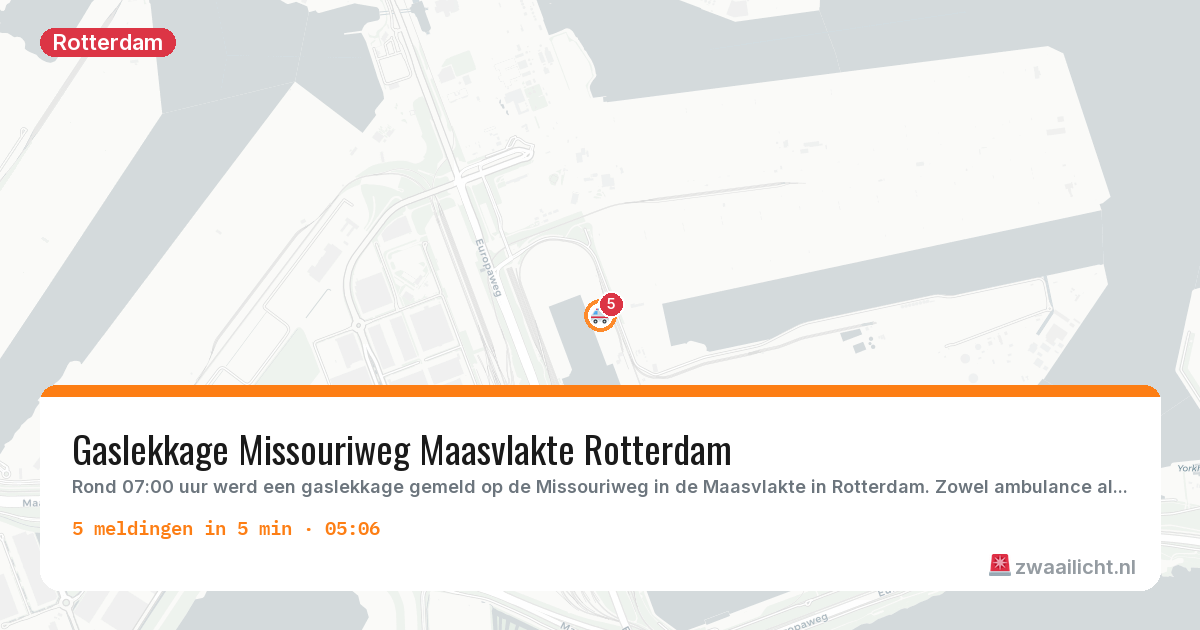 Kaart van de activiteitspiek bij Rotterdam