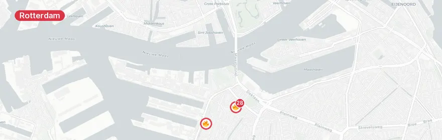 Kaart van Zeer grote gebouwbrand Gouwstraat Rotterdam, tientallen g...