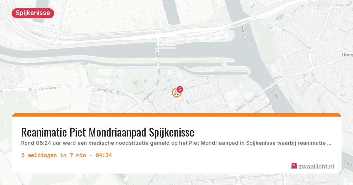 Kaart van de activiteitspiek bij Spijkenisse