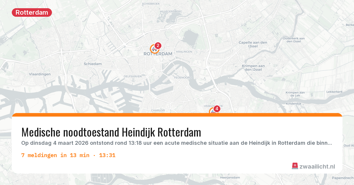 Kaart van de activiteitspiek bij Rotterdam